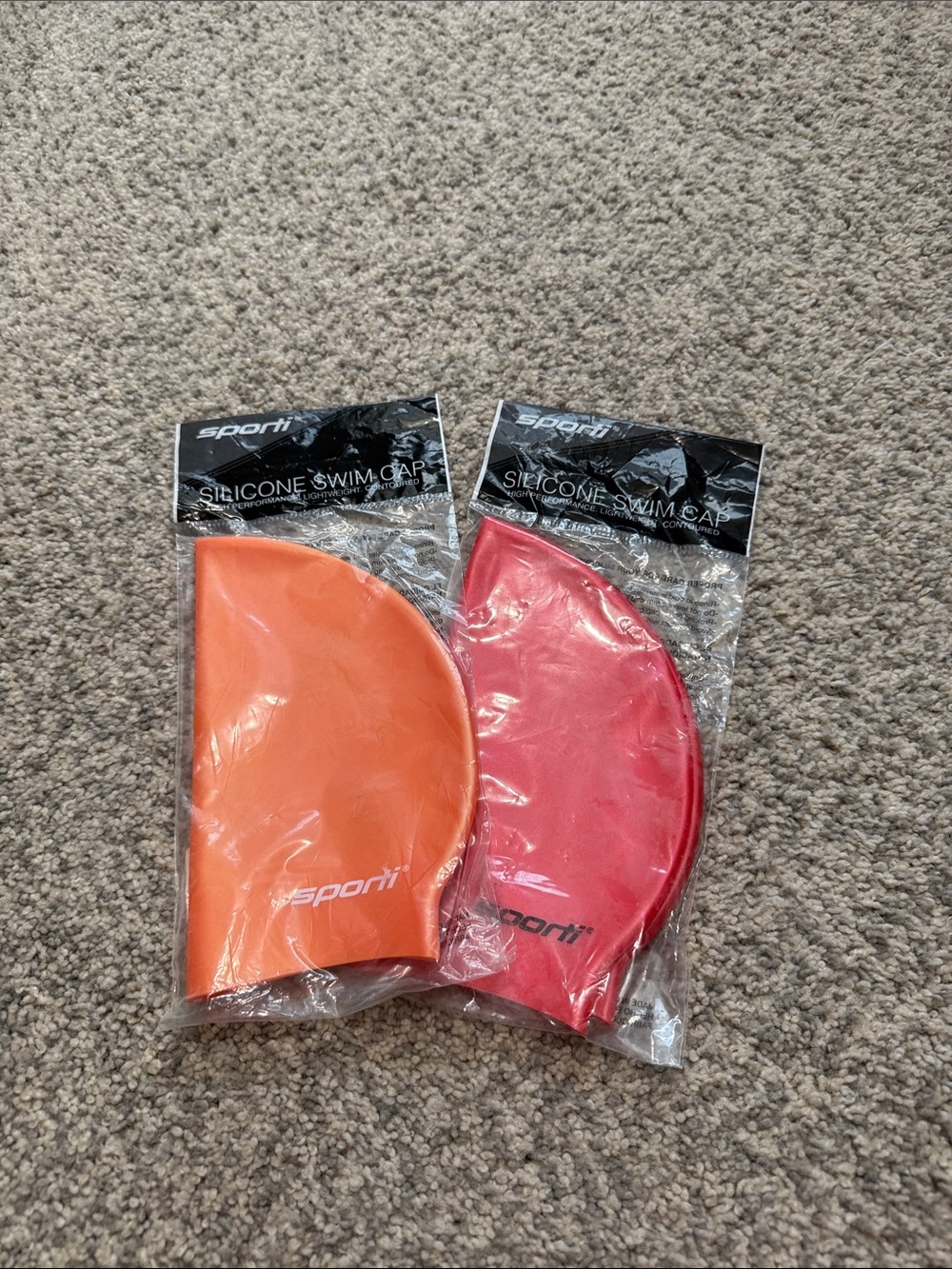 Sporti Silicone Swim Cap - Orange and Pink